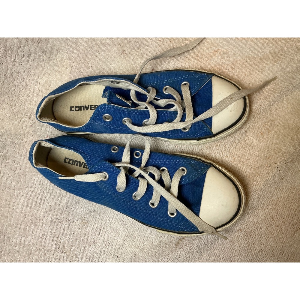 Converse Chuck Taylor All Star Low Top Blue Canvas Youth Sneakers Size 1 317407F